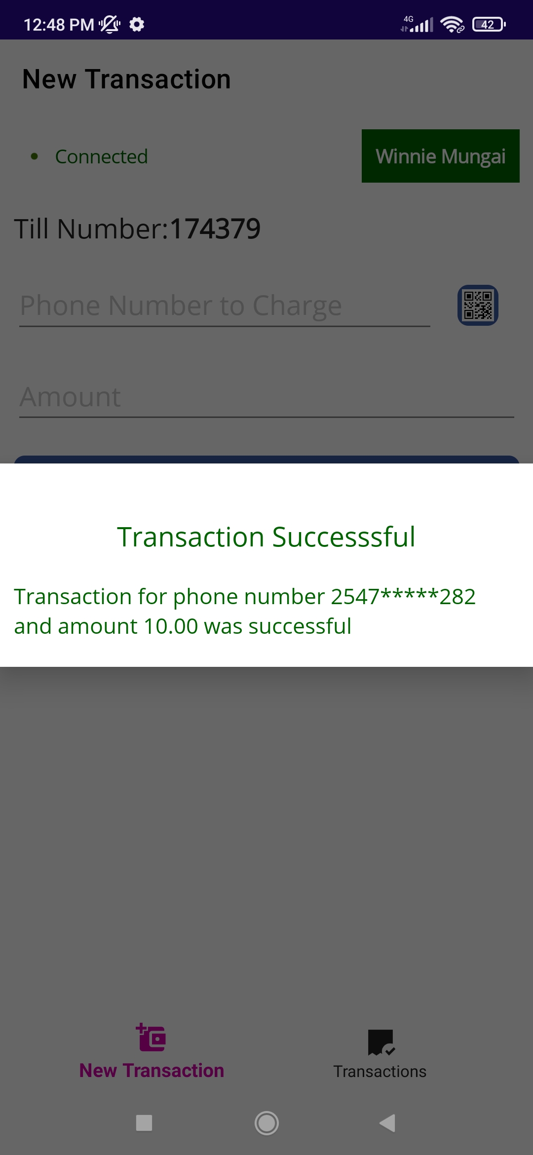 transaction successful